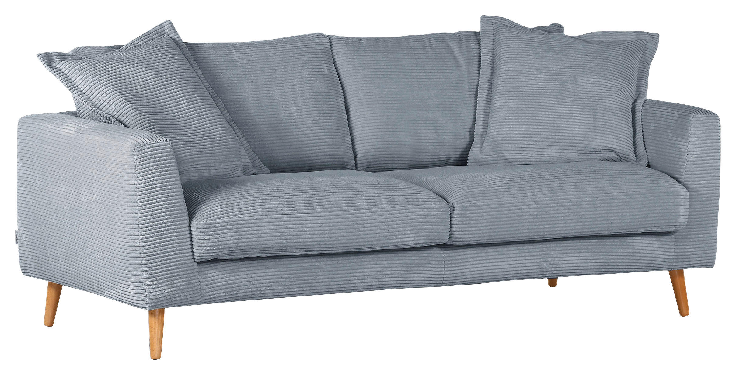 BIGSOFA in Cord Hellblau - Naturfarben/Hellblau, Romantik / Landhaus, Holz/Textil (220/69/100cm) - Landscape