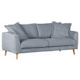 BIGSOFA in Cord Hellblau  - Naturfarben/Hellblau, ROMANTIK / LANDHAUS, Holz/Textil (220/69/100cm) - Landscape