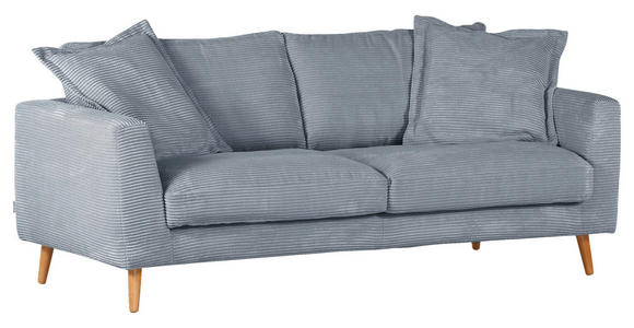 BIGSOFA in Cord Hellblau  - Naturfarben/Hellblau, ROMANTIK / LANDHAUS, Holz/Textil (220/69/100cm) - Landscape