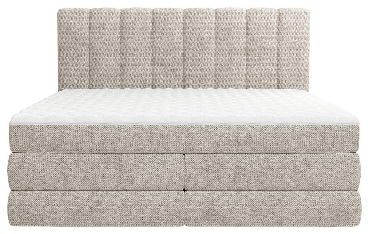 BOXSPRINGBETT 140/200 cm,  in Beige, Bettkasten, Matratzen, H3 + H4 = fest + sehr fest  - Beige/Schwarz, KONVENTIONELL, Kunststoff/Textil (140/200cm) - Carryhome