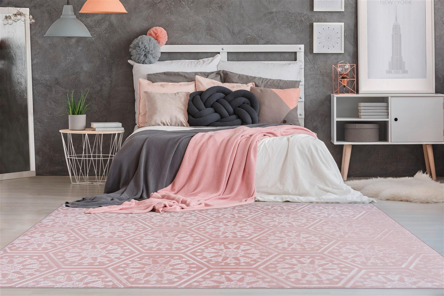 FLACHWEBETEPPICH 200/290 cm Monroe 225 Rosa Rosa  - Rosa, KONVENTIONELL, Kunststoff/Textil (200/290cm)