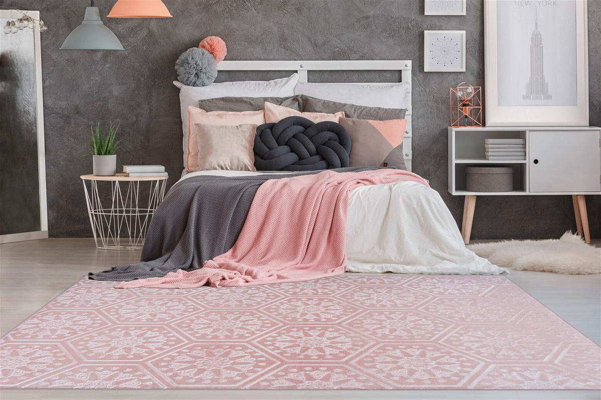 FLACHWEBETEPPICH 120/170 cm Monroe 225 Rosa Rosa  - Rosa, KONVENTIONELL, Kunststoff/Textil (120/170cm)