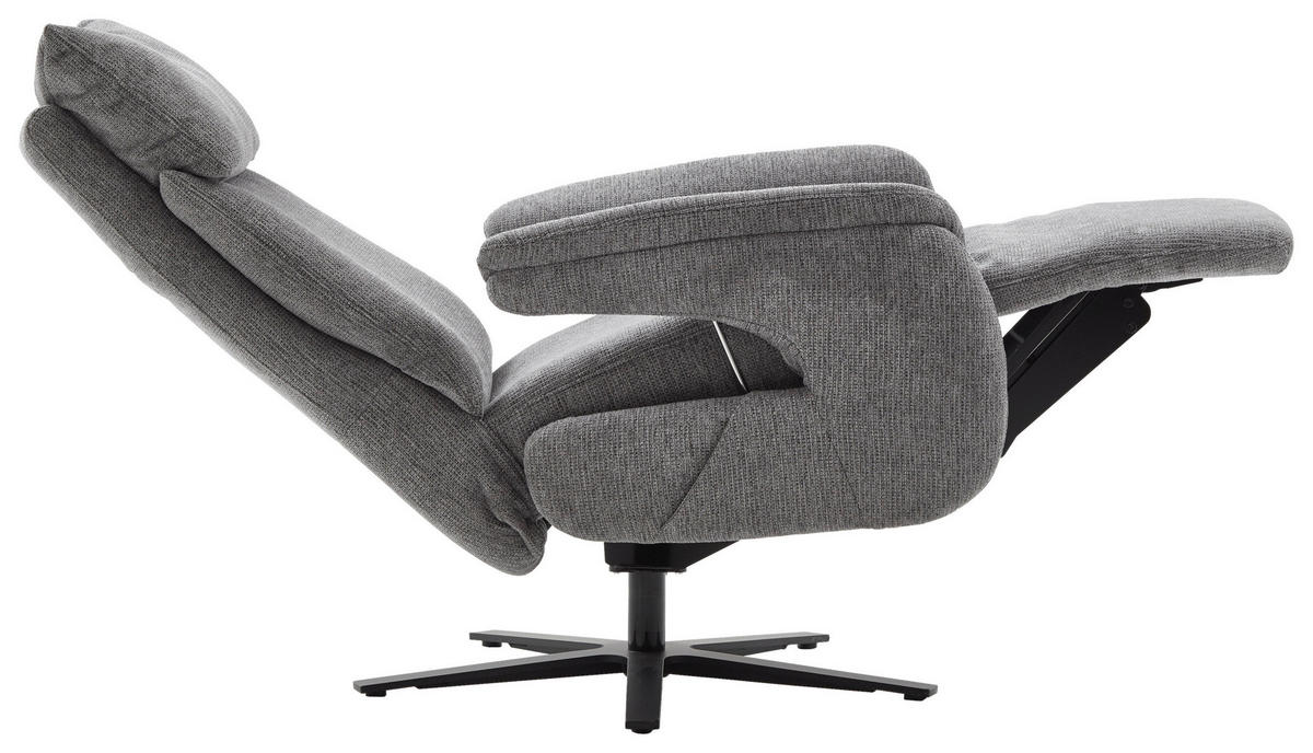 FERNSEHSESSEL  mit Relaxfunktion Struktur Grau  - Schwarz/Grau, MODERN, Textil/Metall (73/115/85cm) - Cantus