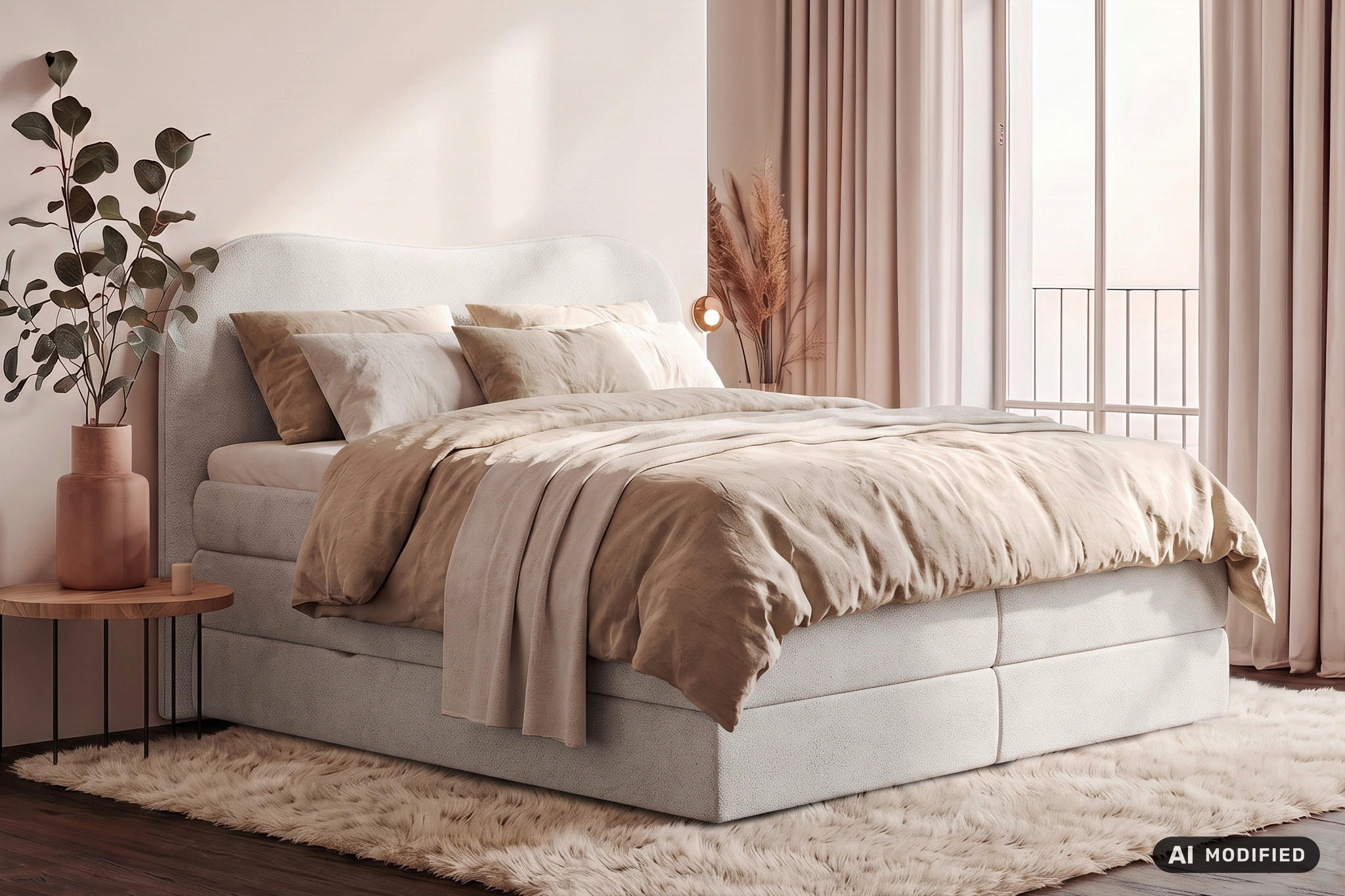 BOXSPRINGBETT 180/200 cm,  in Beige, gepolstertes Kopfteil, Bettkasten, Topper, Matratzen, H3 + H3 = fest  - Beige/Schwarz, Design, Holz/Holzwerkstoff (180/200cm) - Chameo