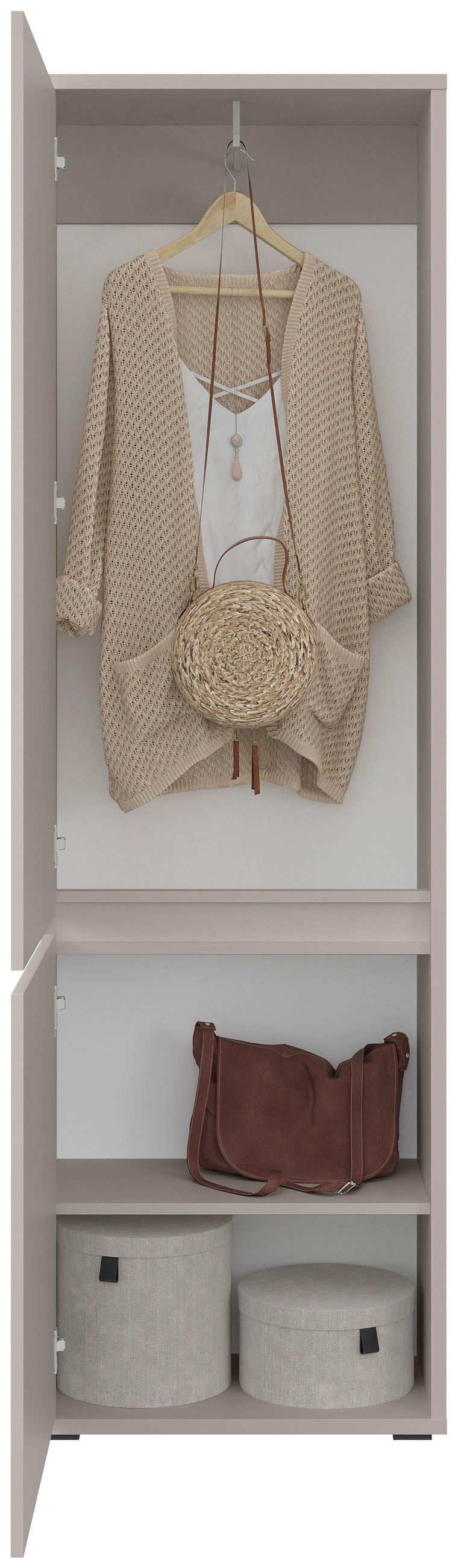 GARDEROBENSCHRANK Liv  in 60/195/33,8 cm  - Kaschmir/Schwarz, KONVENTIONELL, Holzwerkstoff (60/195/33,8cm) - Xora