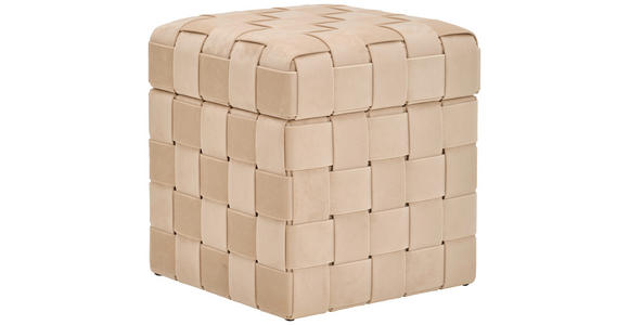 HOCKER in Textil, Holzwerkstoff Creme - Creme/Schwarz, Trend, Holzwerkstoff/Textil (40/43/40cm) - Xora