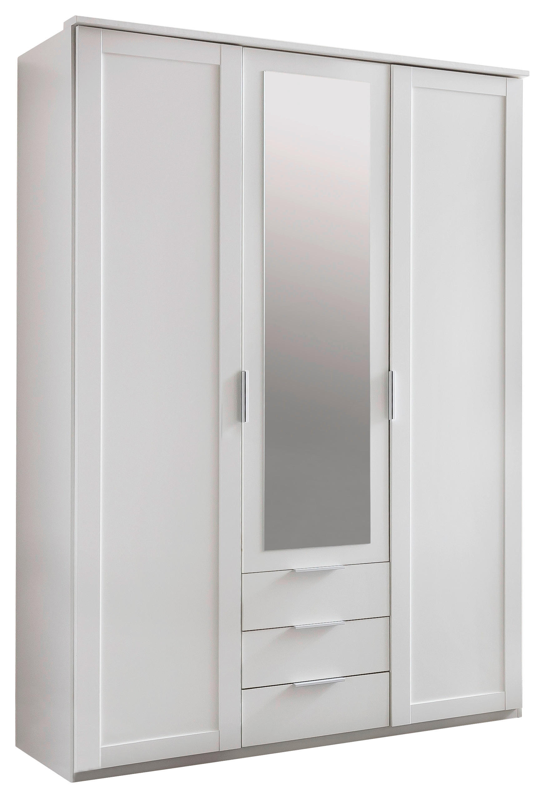 DREHTÜRENSCHRANK  in Weiß  - Silberfarben/Weiß, KONVENTIONELL, Glas/Holzwerkstoff (135/210/58cm) - MID.YOU