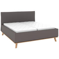 POLSTERBETT 160/200 cm,  in Graubraun, Matratze, Lattenrost, Bettkasten, H2 + H3 = mittel + fest  - Eichefarben/Graubraun, Design, Holz/Textil (160/200cm) - Musterring