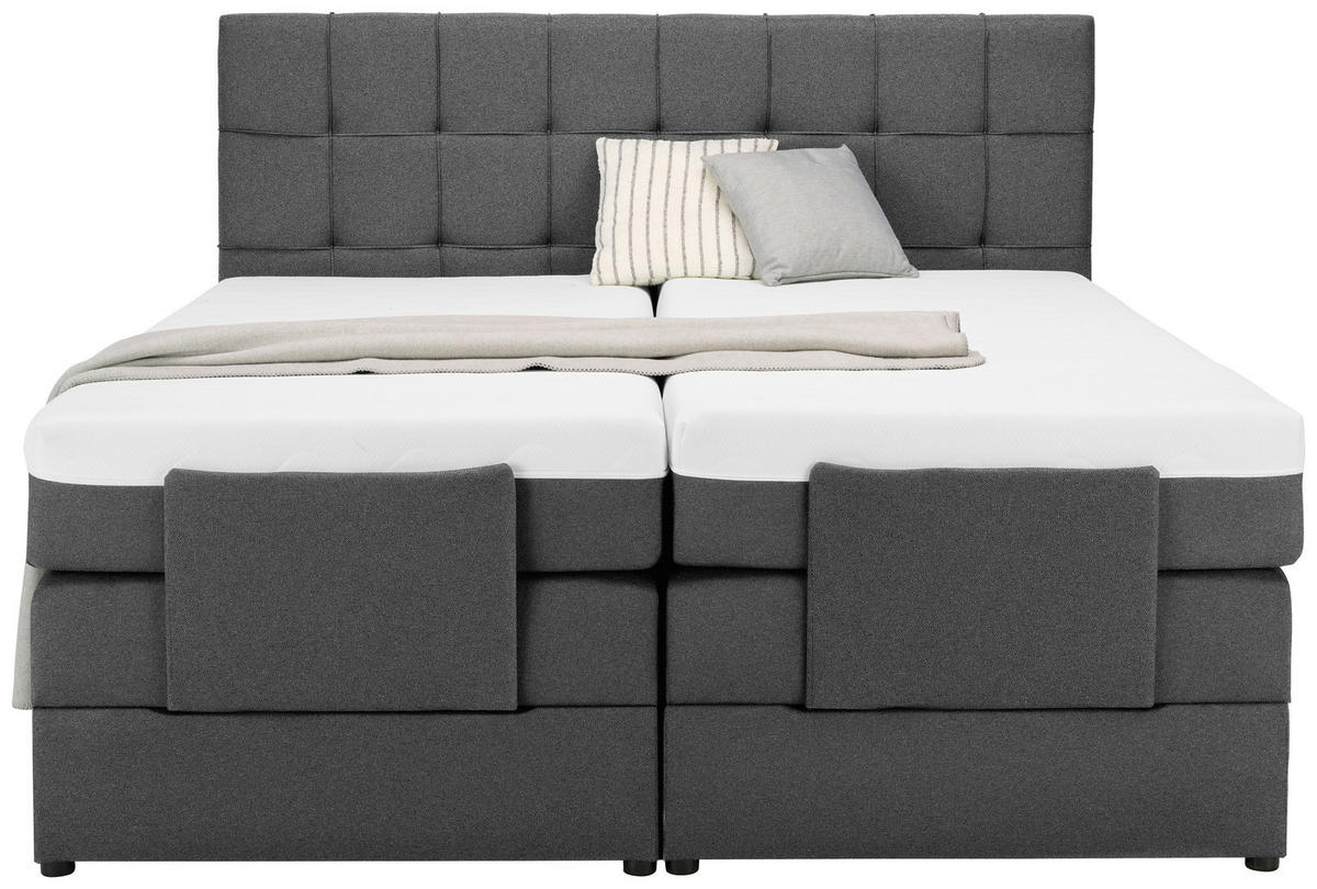 BOXSPRINGBETT 160/200 cm  in Anthrazit  - Anthrazit/Schwarz, Basics, Kunststoff/Textil (160/200cm) - Moderano