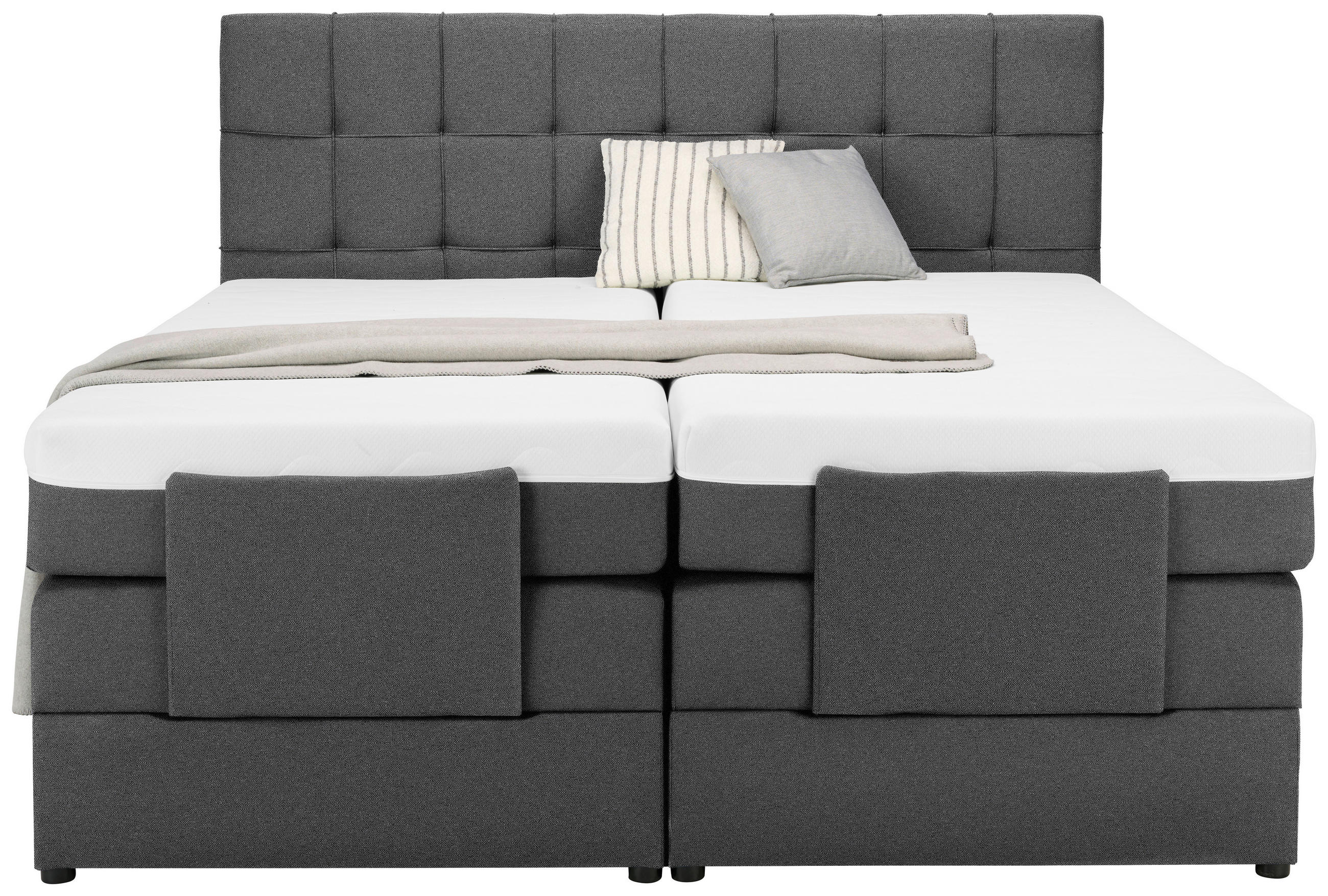 Thumbnail - Moderano Boxspringbett, Anthrazit, Textil, H3, Höhe ca. 18 cm, 160x200 cm, Stoffauswahl, in verschiedenen Größen erhältl...