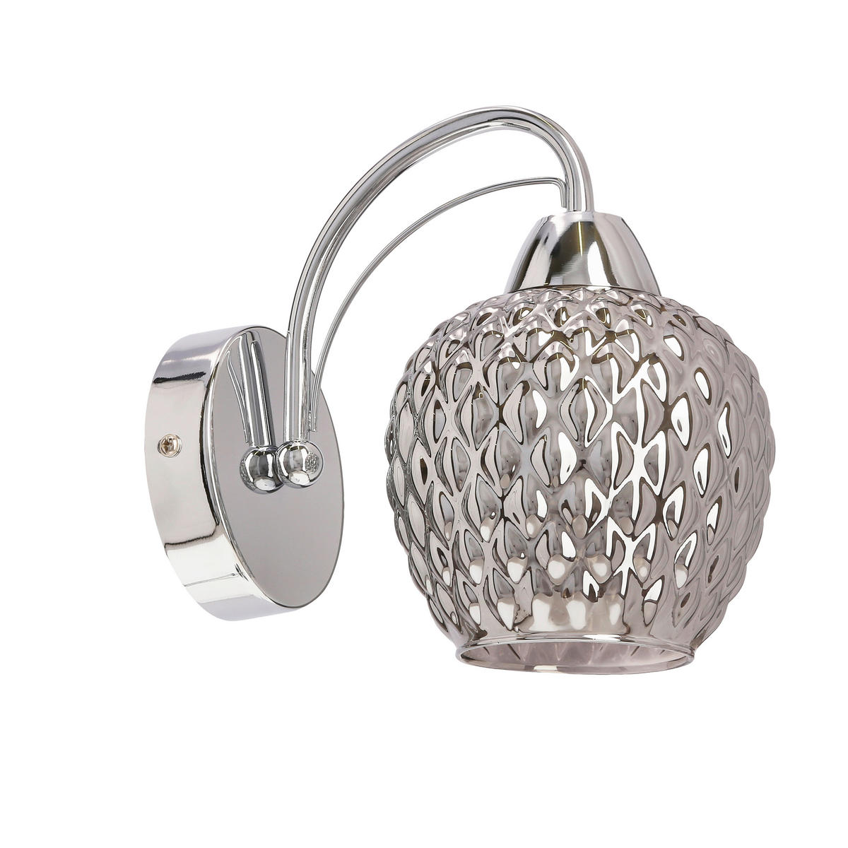 WANDLEUCHTE 20.5/13/19.5 cm   - Chromfarben, KONVENTIONELL, Glas/Metall (20.5/13/19.5cm)