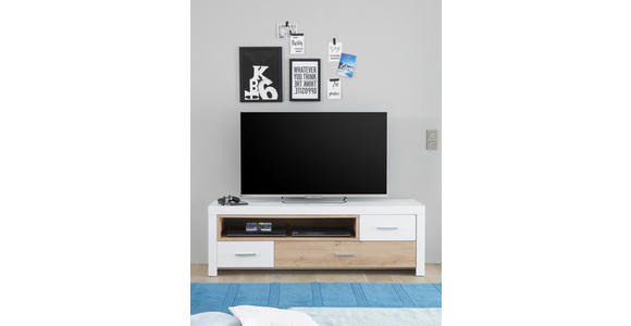TV-ELEMENT 156/51/45 cm  - Chromfarben/Eichefarben, Design, Holzwerkstoff/Metall (156/51/45cm) - Xora