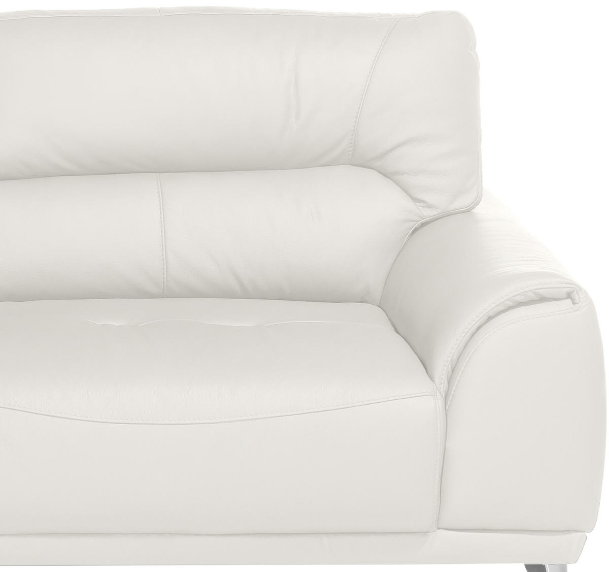 3-SITZER-SOFA in Lederlook Weiss  - Chromfarben/Weiss, Modern, Textil/Metall (210/92/96cm) - MID.YOU