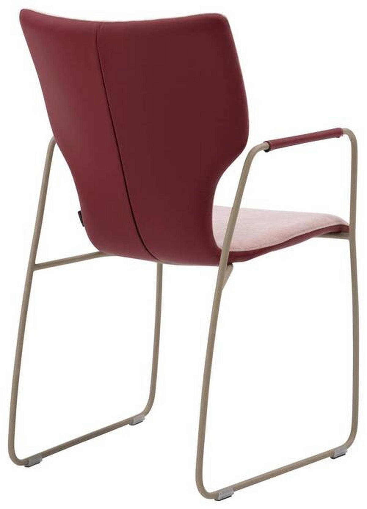 ARMLEHNSTUHL  in beflockt Echtleder pigmentiert  - Beige/Altrosa, Design, Leder/Textil (48/91/60cm) - Bert Plantagie