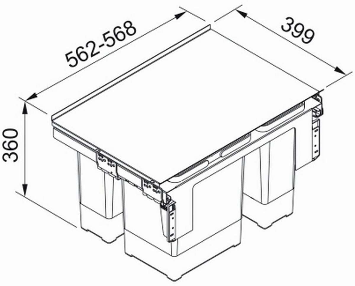 EINBAUABFALLSAMMLER 1x 8/ 1x 12/ 1x 18 l  Kunststoff, Metall  - Edelstahlfarben/Grau, Basics, Kunststoff/Metall (56,2-56,8/36/39,9cm) - Franke