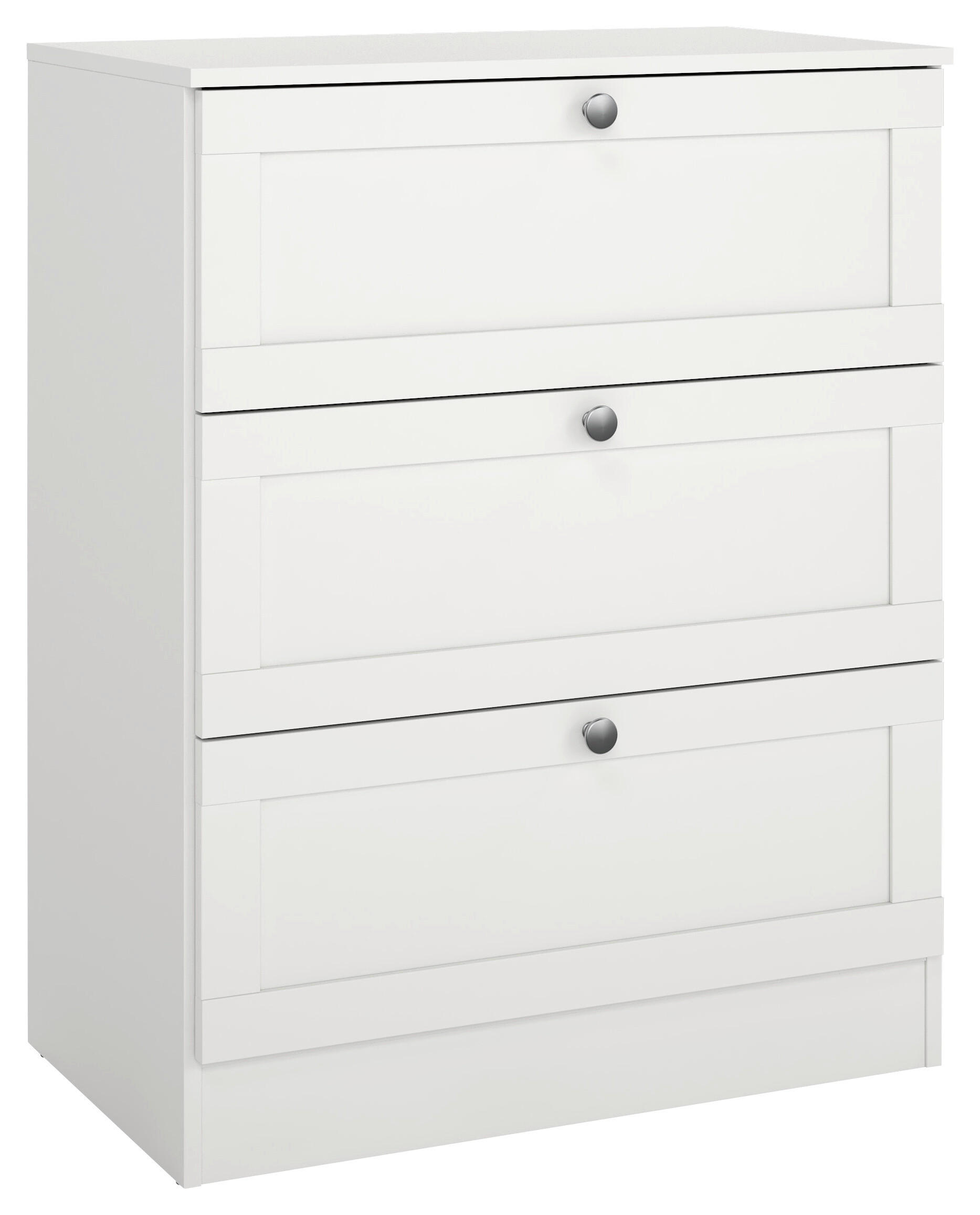 KOMMODE , 70,2/88,95/41,5 cm, 3 Schublade(n)  - Silberfarben/Weiß, MODERN, Holzwerkstoff/Metall (70,2/88,95/41,5cm) - P & B