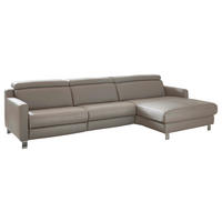 ECKSOFA Echtleder Grau  - Chromfarben/Grau, Design, Leder/Metall (321/176cm) - Valdera