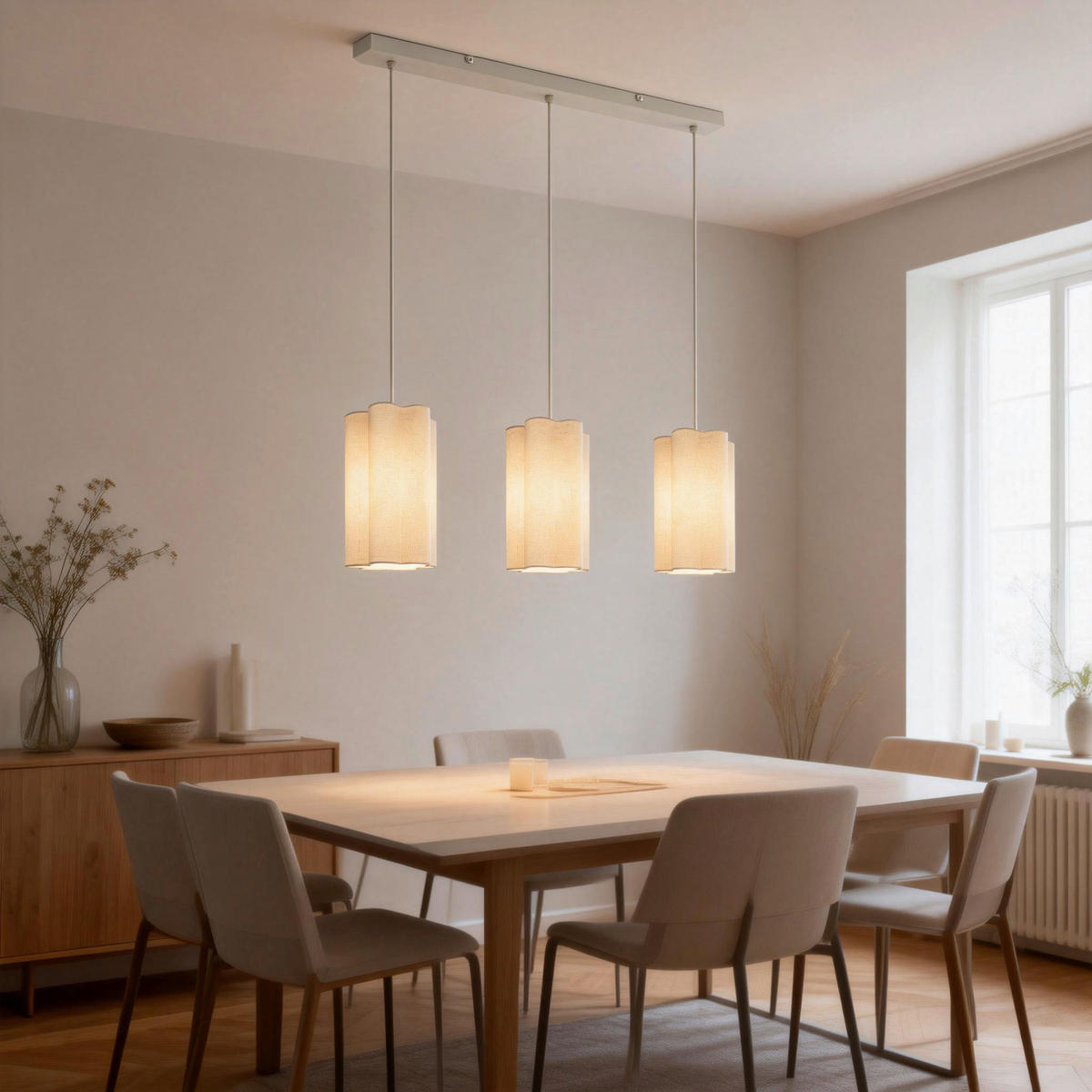 HÄNGELEUCHTE 73.5/15/120 cm  - Beige, Trend, Kunststoff/Textil (73.5/15/120cm) - Novel