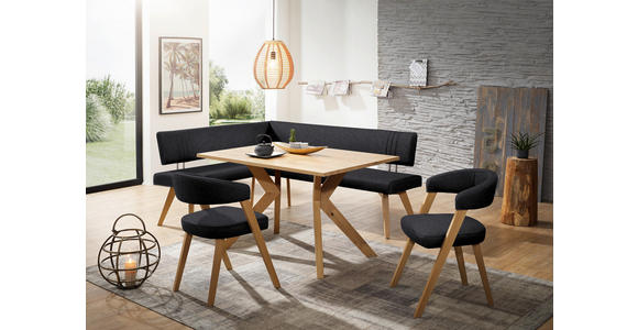 ECKBANK 160/190 cm in Schwarz, Wildeiche - Wildeiche/Eichefarben, Design, Holz/Textil (160/190cm) - Venda