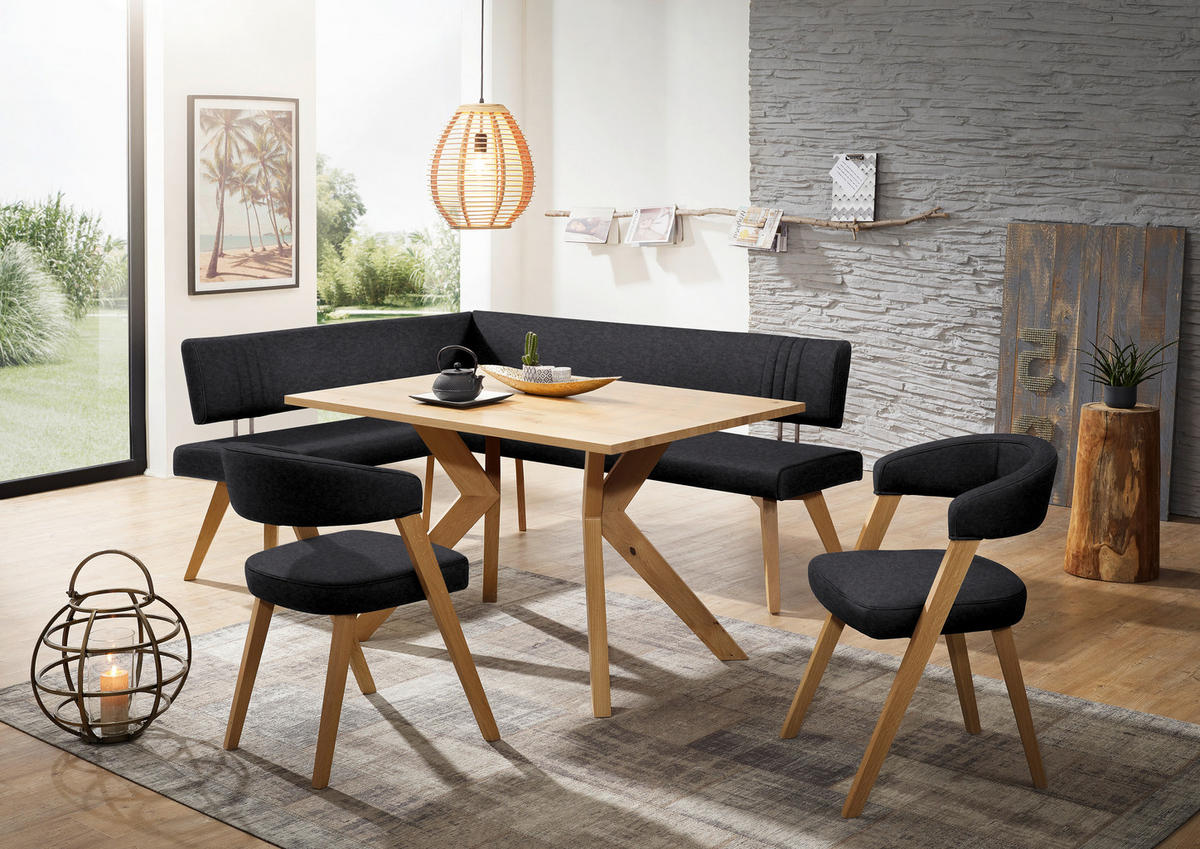 ECKBANK 190/200 cm  in Schwarz, Wildeiche  - Wildeiche/Eichefarben, Design, Holz/Textil (190/200cm) - Venda