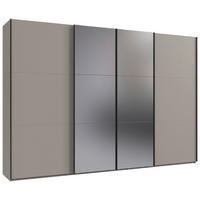 SCHWEBETÜRENSCHRANK 350/236/65 cm 4-türig Sahara  - Schwarz/Sahara, MODERN, Glas/Holzwerkstoff (350/236/65cm) - MID.YOU