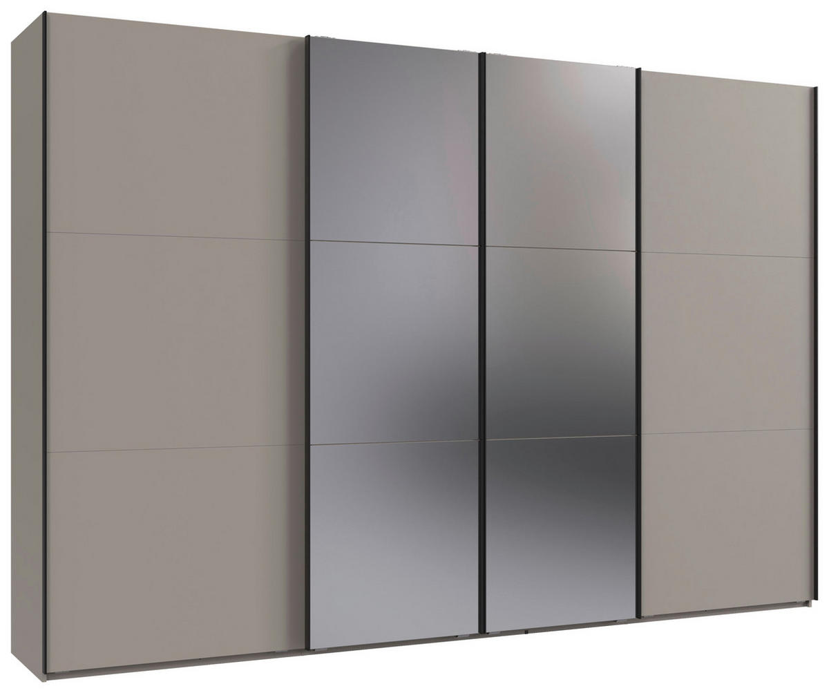 SCHWEBETÜRENSCHRANK 350/236/65 cm 4-türig Sahara  - Schwarz/Sahara, MODERN, Glas/Holzwerkstoff (350/236/65cm) - MID.YOU