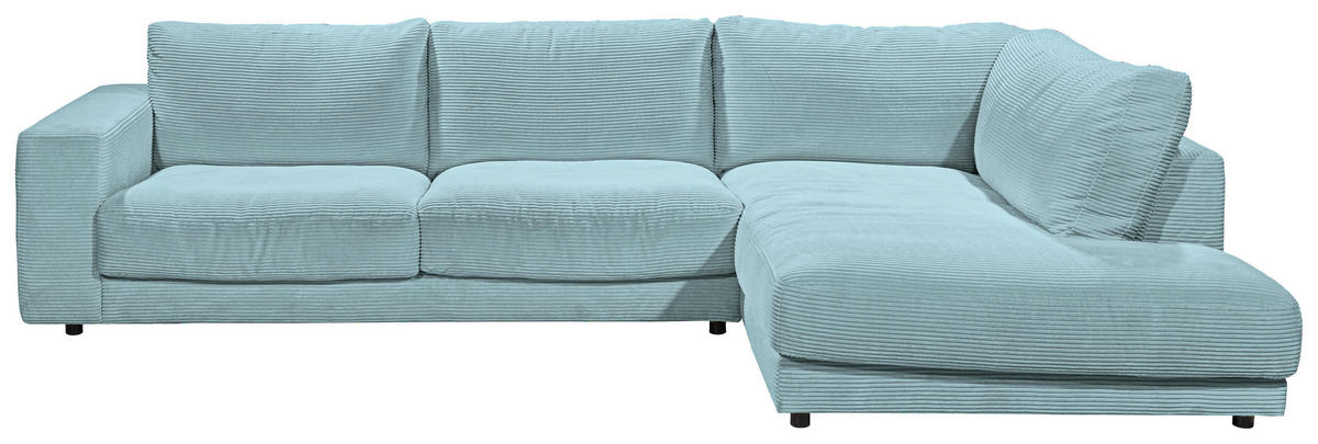 ECKSOFA in Cord Hellblau  - Schwarz/Hellblau, Design, Kunststoff/Textil (325/224cm) - Hom`in
