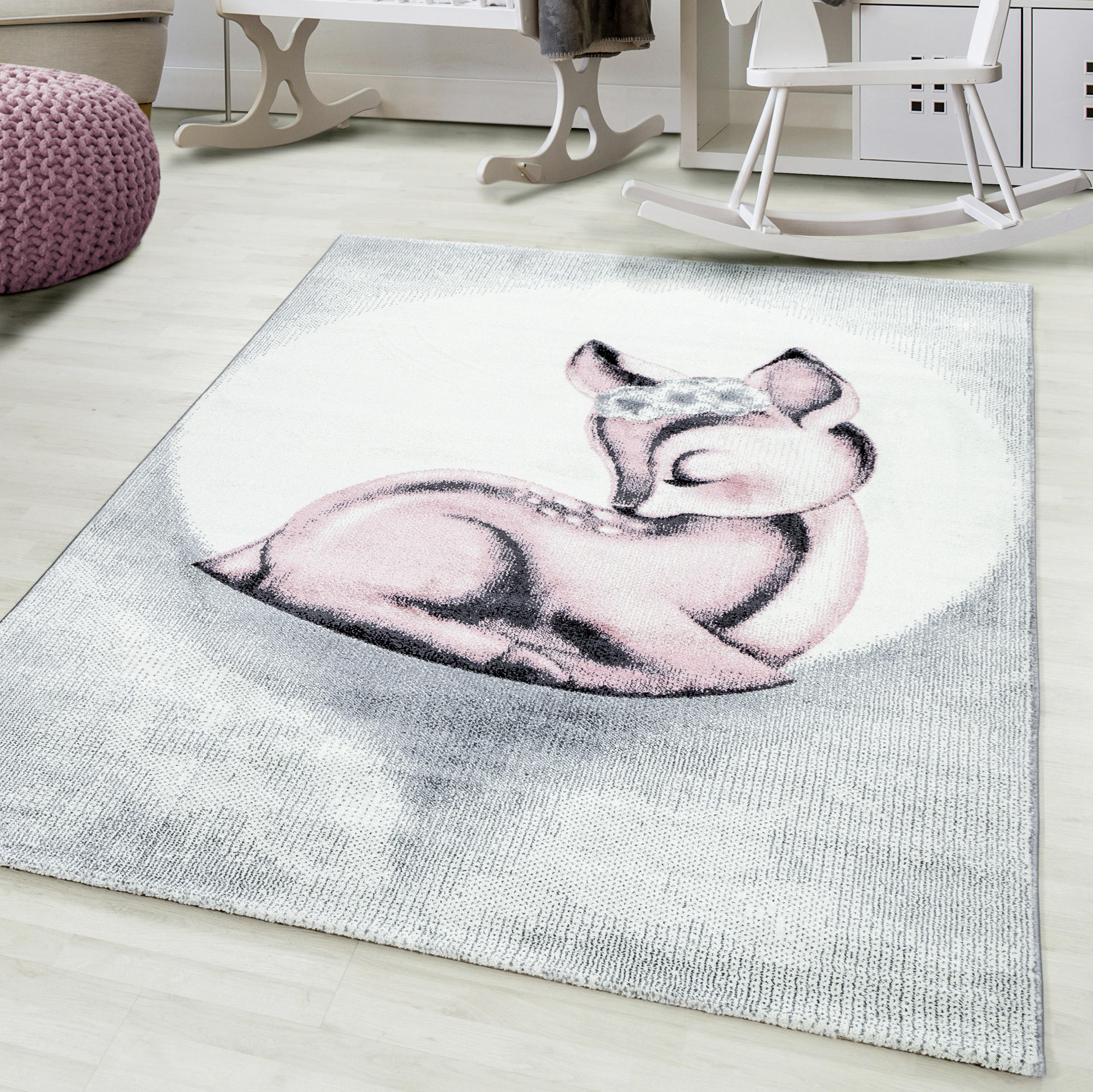 KINDERTEPPICH 80/150 cm Bambi  - Hellrosa/Hellgrau, Trend, Textil (80/150cm) - Ben'n'jen