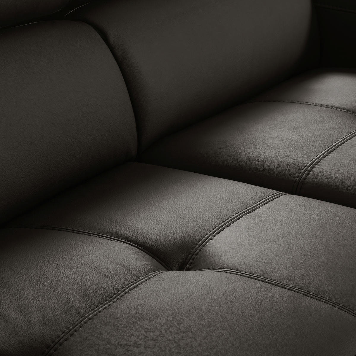 ECKSOFA  in Lederlook Echtleder Dunkelbraun  - Dunkelbraun/Schwarz, Design, Leder/Textil (247/173cm) - Livetastic