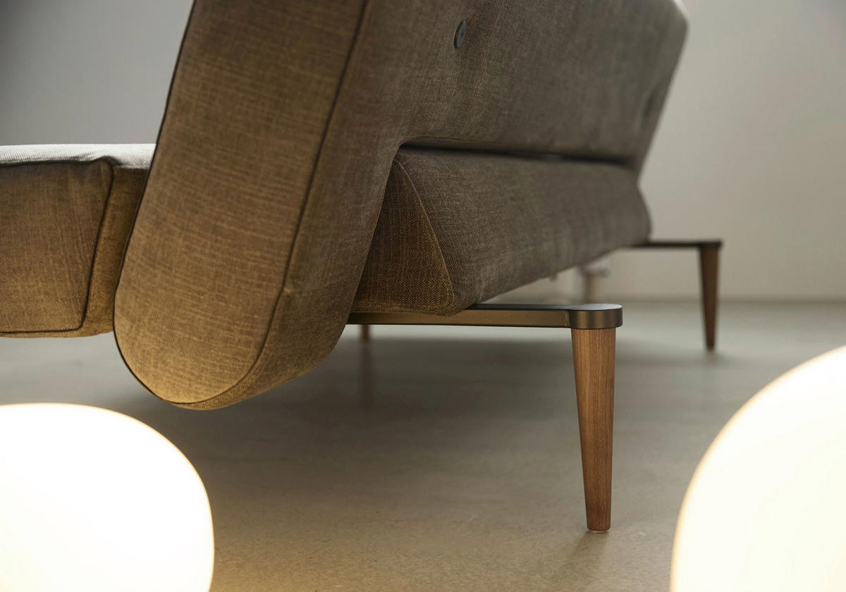 SCHLAFSOFA Flachgewebe Braun  - Eiche dunkel/Braun, Design, Holz/Textil (200/81/95cm) - Innovation