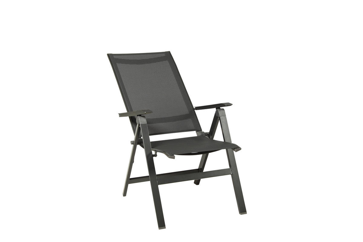 GARTENSET beschichtet Aluminium  - Anthrazit/Schwarz, Basics, Textil/Metall (160+60/98/74cm) - Acamp