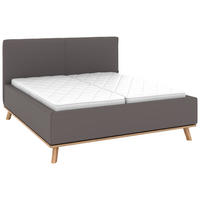 POLSTERBETT 180/200 cm,  in Graubraun, Matratze, Lattenrost, Bettkasten, H3 + H3 = fest  - Eichefarben/Graubraun, Design, Holz/Textil (180/200cm) - Musterring