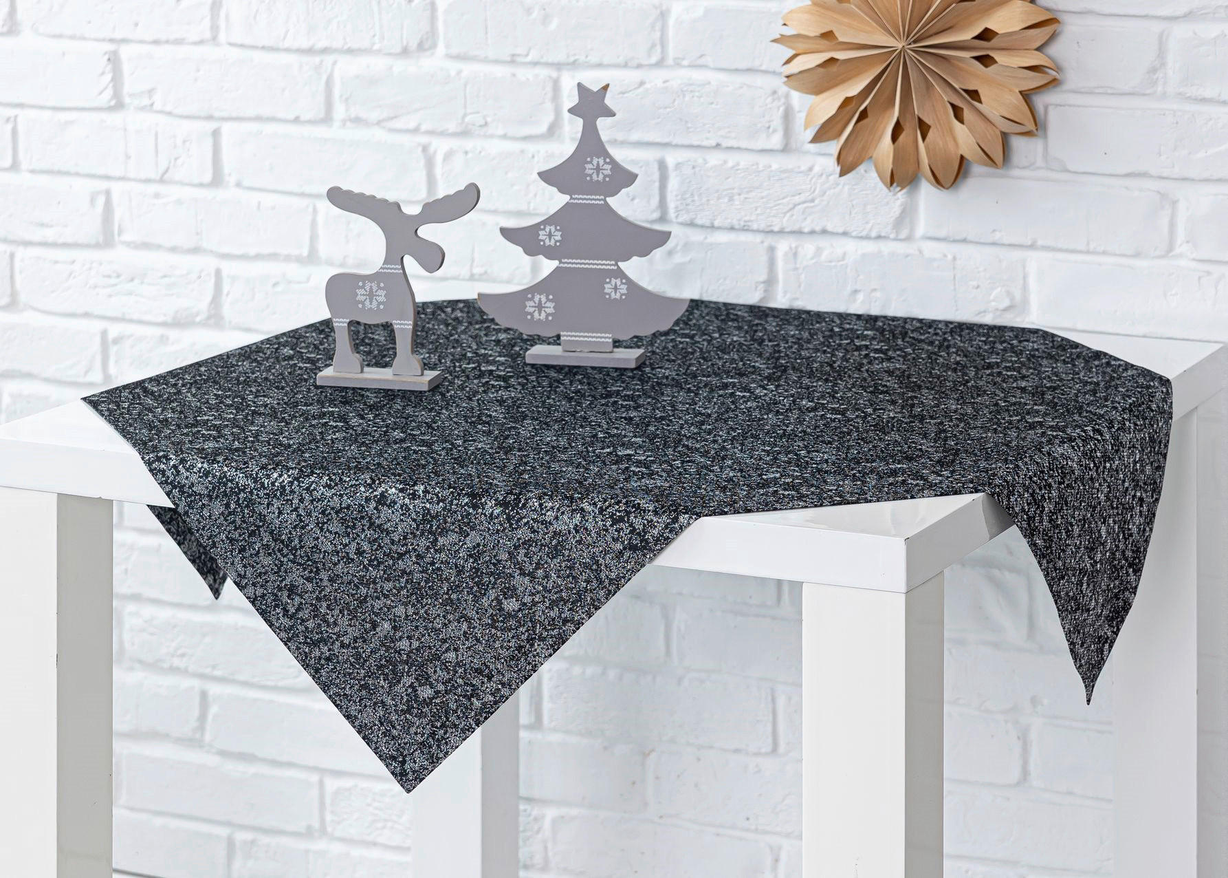 ASZTALTERÍTŐ   - fekete, Design, textil (90/90cm)