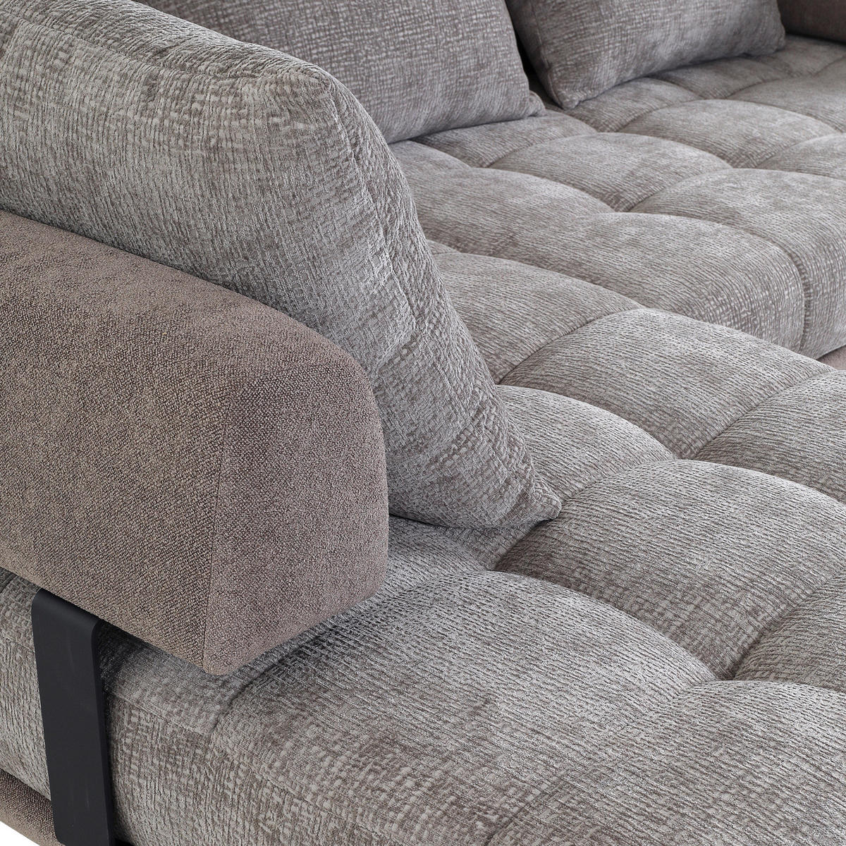 ECKSOFA in Flachgewebe Braun  195/263 cm  - Schwarz/Braun, KONVENTIONELL, Textil/Metall (195/263cm) - Carryhome