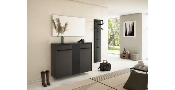 HÄNGESCHUHSCHRANK Anthrazit, Schwarz - Anthrazit/Schwarz, Design, Glas/Holzwerkstoff (137/95/34cm) - Dieter Knoll