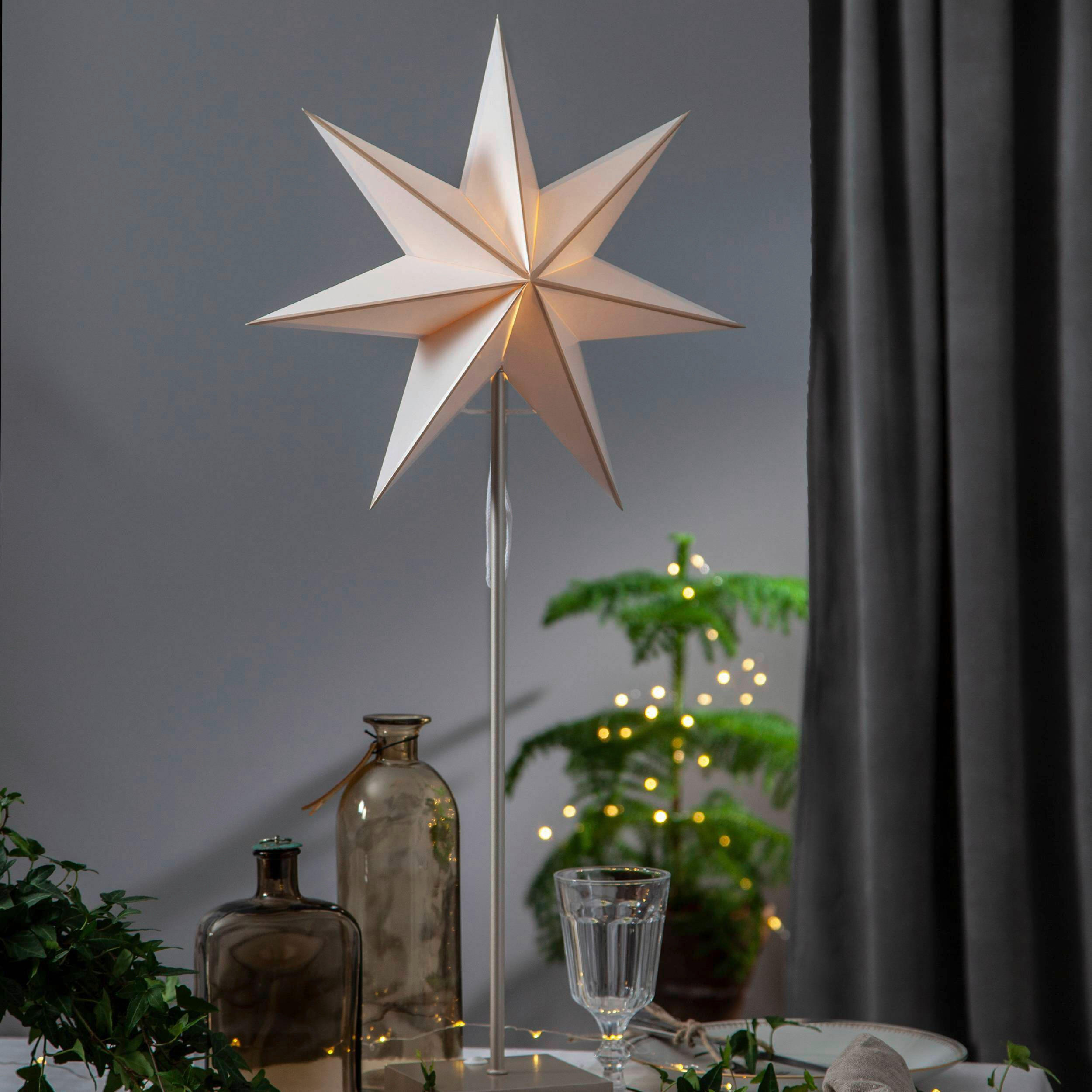 STEHLEUCHTE 35/15/74 cm    - Schwarz/Weiß, Basics, Holz/Papier (35/15/74cm) - Eglo