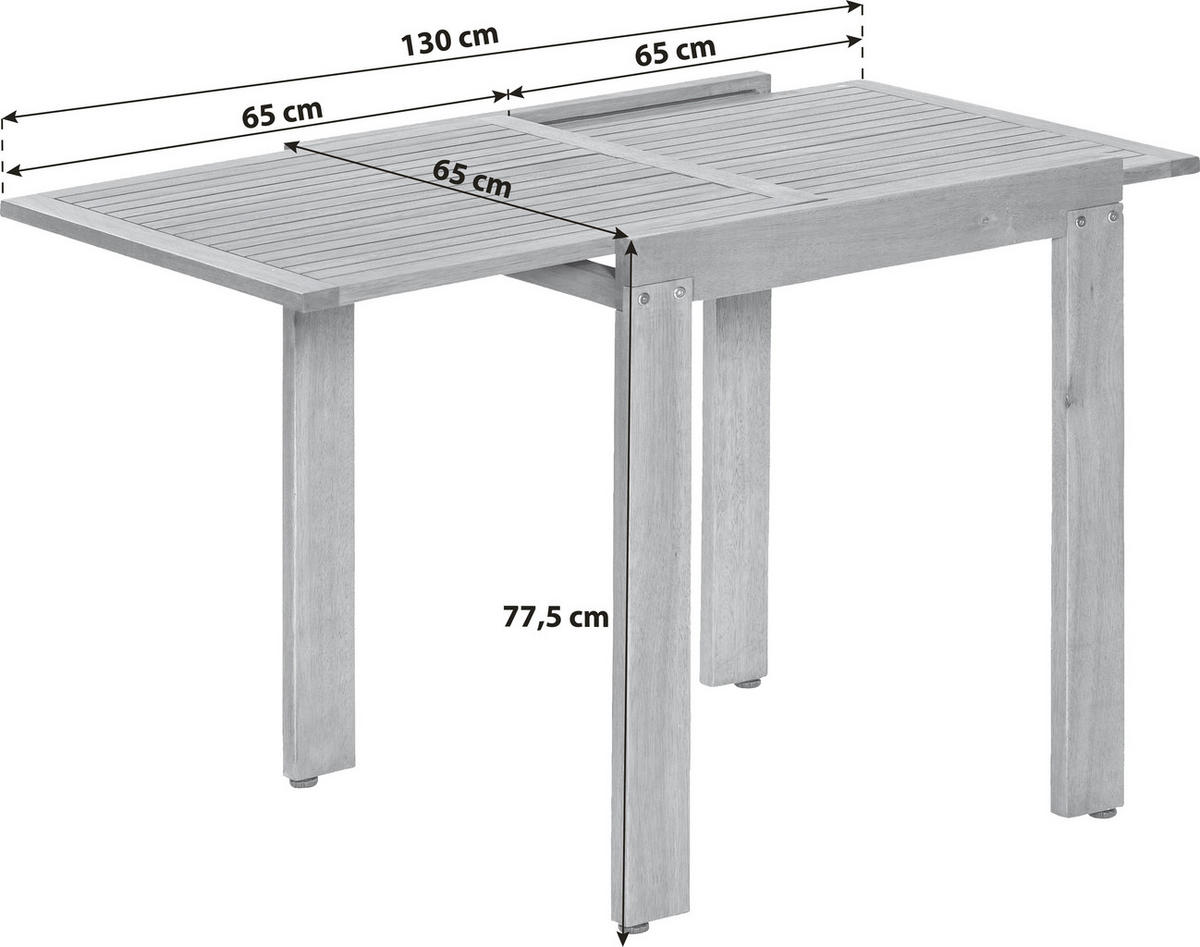 BALKONTISCH  - Naturfarben, KONVENTIONELL, Holz (65/77,5/130cm) - Gardenson