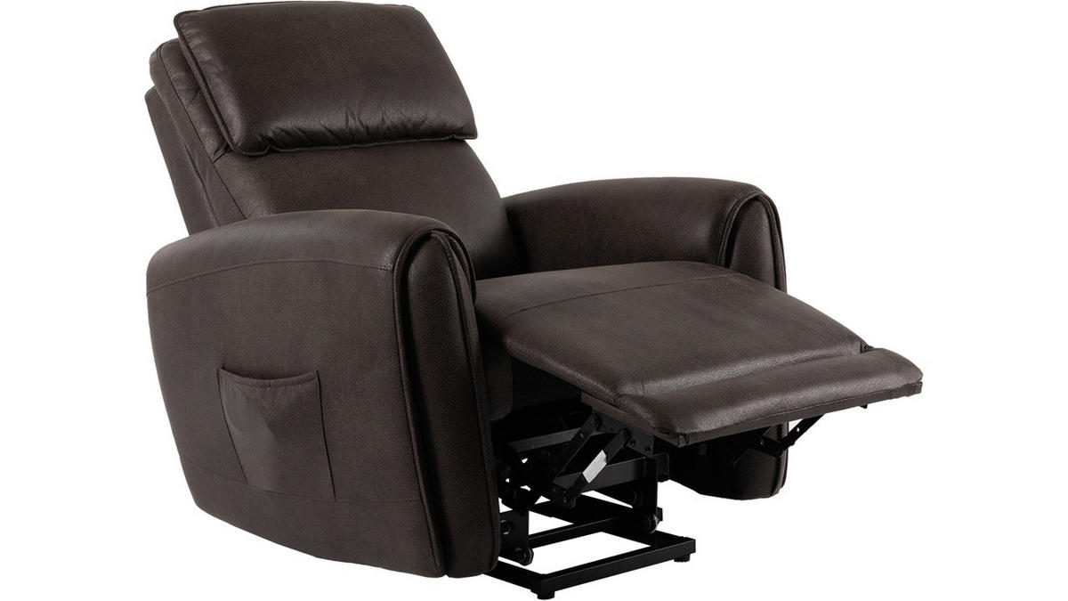 RELAXFÅTÖLJ i trä, metall, textil brun  - brun, Klassisk, metall/trä (97/91/105cm) - Best Price