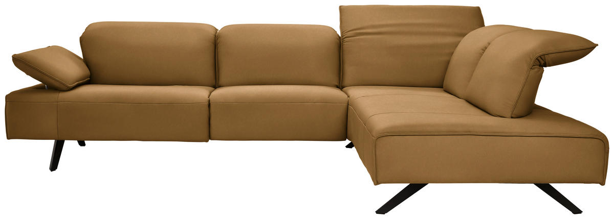 ECKSOFA  in Echtleder Currygelb  290/230 cm  - Currygelb/Anthrazit, Design, Leder/Metall (290/230cm) - Johann Jakob