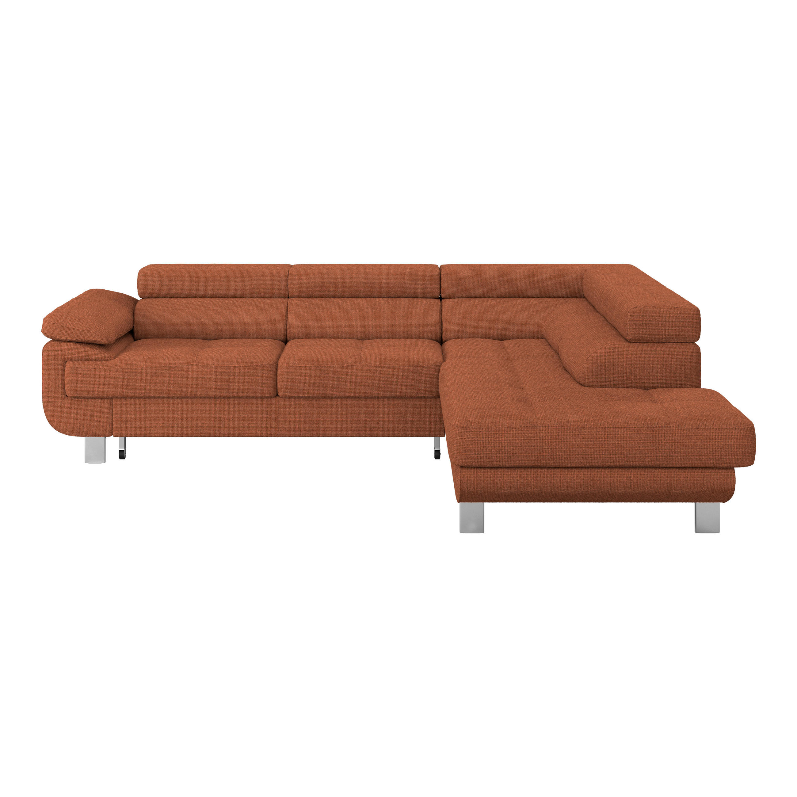 ECKSOFA Rostfarben Drell Bettkasten, Schlaffunktion, Rücken echt, Armteilverstellung, Kopfteilverstellung  - Rostfarben, MODERN, Textil/Metall (270/230cm) - MID.YOU