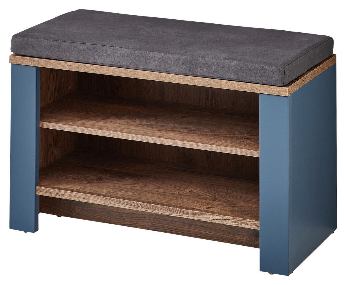 GARDEROBENBANK  in 81/52/38 cm  - Blau/Eichefarben, LIFESTYLE, Holzwerkstoff (81/52/38cm) - MID.YOU