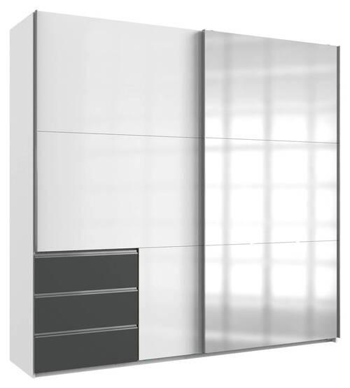 SCHWEBETÜRENSCHRANK 250/236/65 cm 2-türig Graphitfarben, Weiß Hochglanz  - Chromfarben/Weiß Hochglanz, MODERN, Holzwerkstoff/Metall (250/236/65cm) - MID.YOU