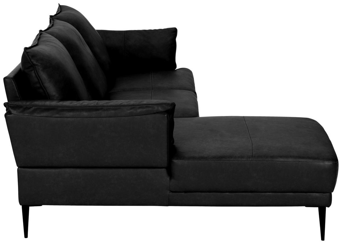 ECKSOFA in Echtleder Schwarz  - Schwarz, Design, Leder/Textil (153/233cm) - Livetastic