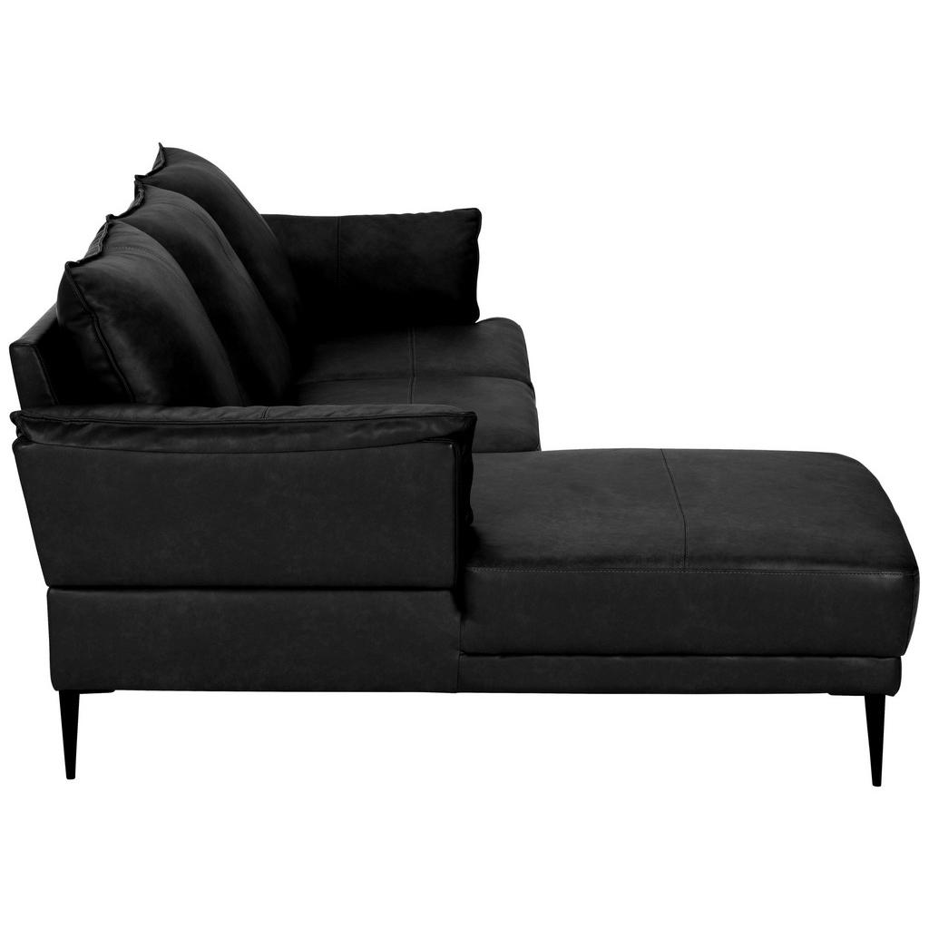 Thumbnail - Livetastic Ecksofa, Schwarz, Leder, Echtleder, Rindleder, 3-Sitzer, Ottomane links, L-Form, 233x153 cm, Wohnzimmer, Sofa...
