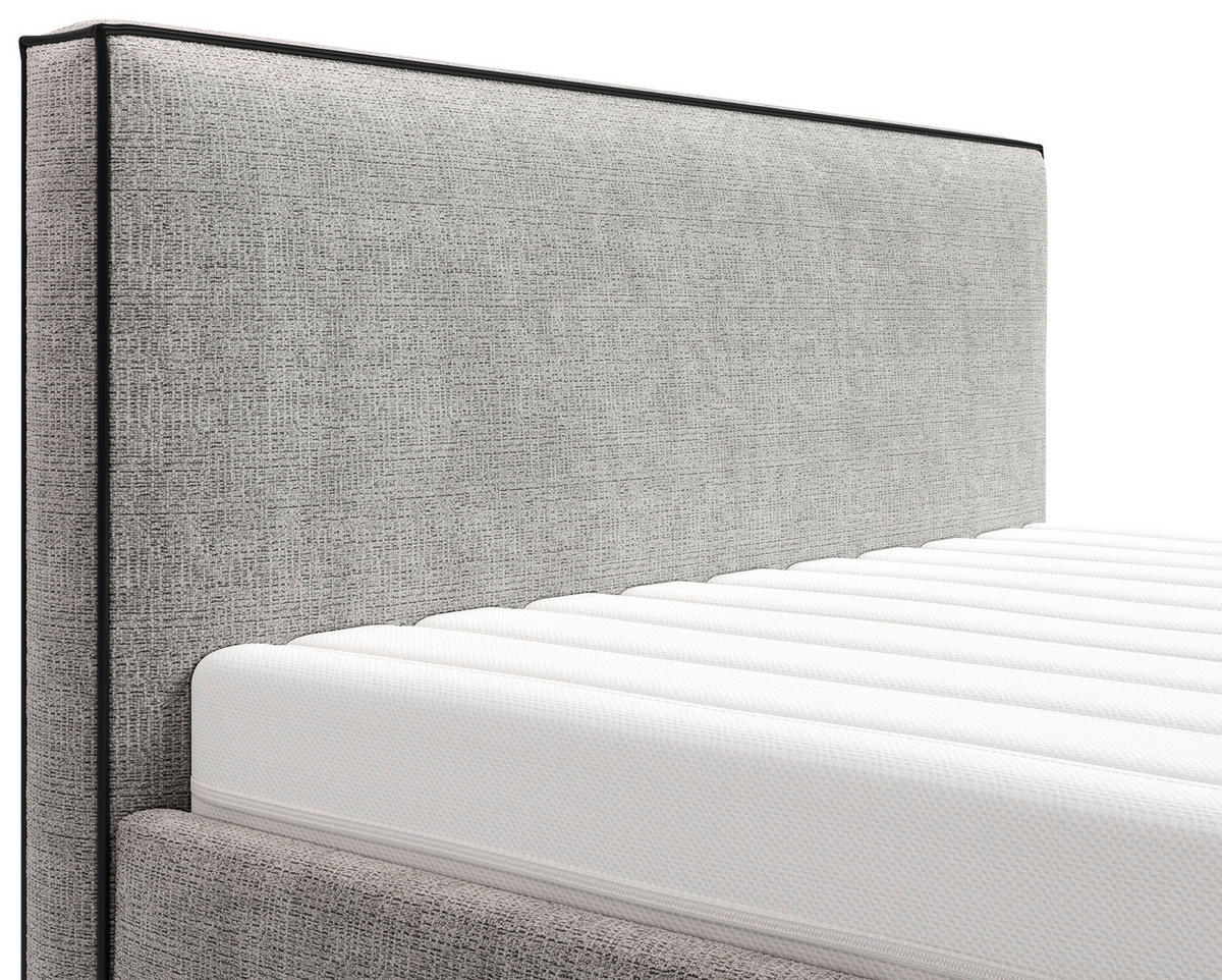 POLSTERBETT 180/200 cm,  in Beige, gepolstertes Kopfteil, Lattenrost, Bettkasten,  - Beige/Schwarz, MODERN, Holz/Holzwerkstoff (180/200cm) - MID.YOU