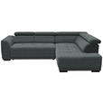 ECKSOFA in Chenille Grau  284/205 cm  - Schwarz/Grau, Design, Kunststoff/Textil (284/205cm) - Xora