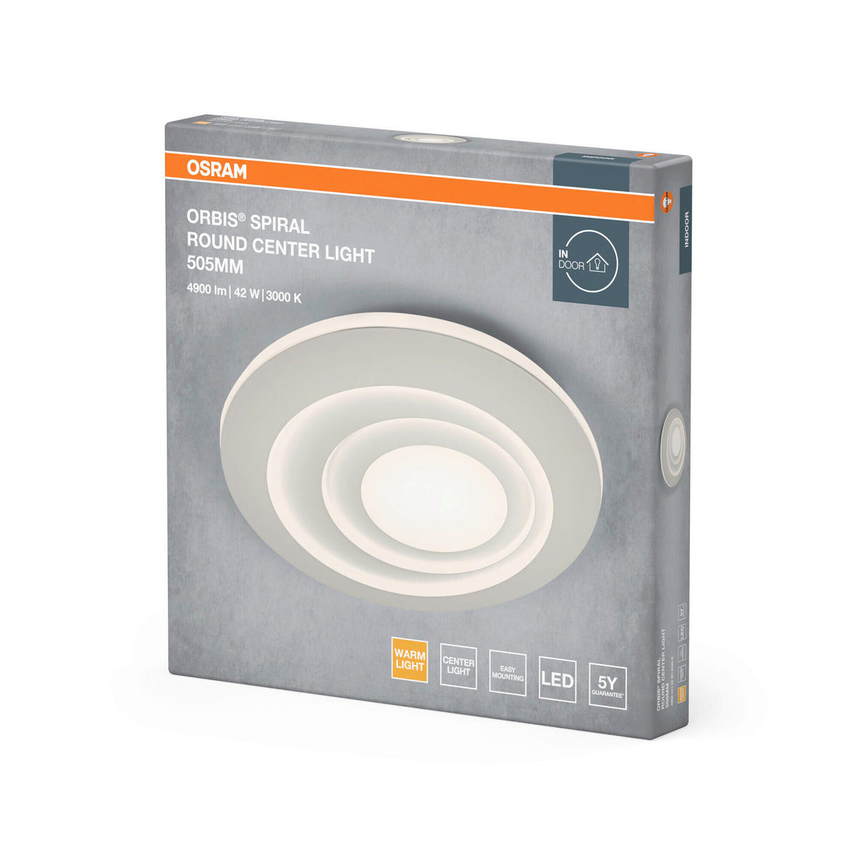 LED-DECKENLEUCHTE Orbis Spiral Round 50,5/6 cm   - Weiß, Design, Kunststoff/Metall (50,5/6cm) - Osram