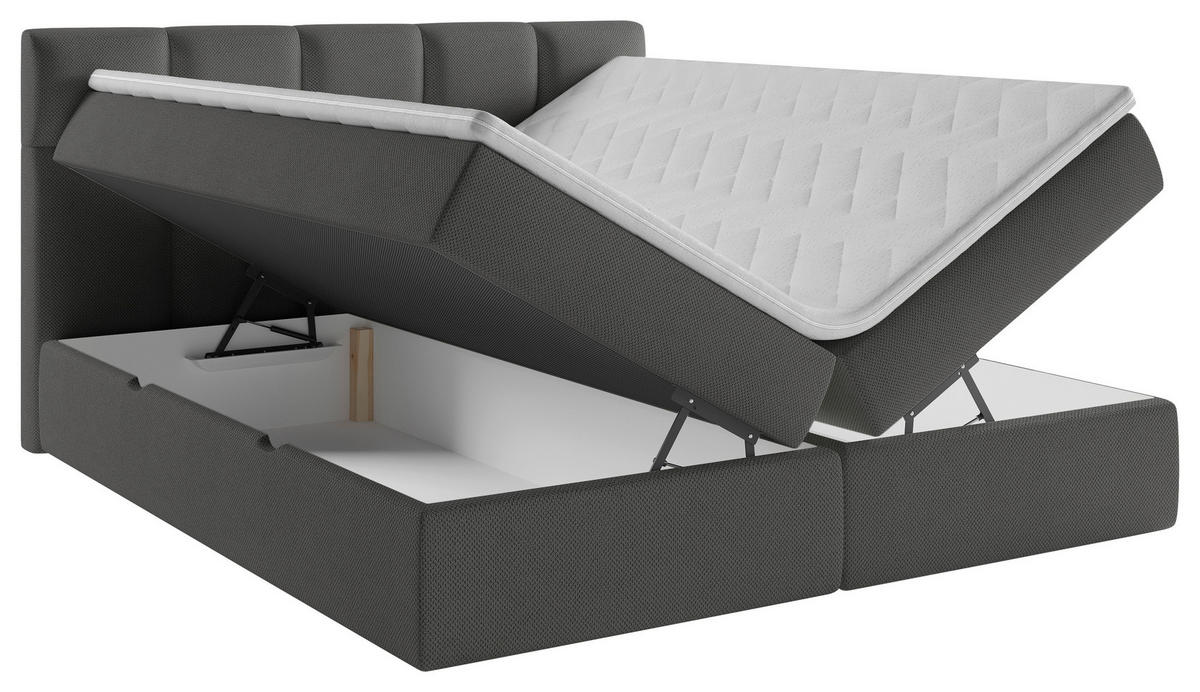 BOXBETT 160/200 cm  in Dunkelgrau  - Dunkelgrau/Schwarz, MODERN, Holz/Kunststoff (160/200cm) - MID.YOU