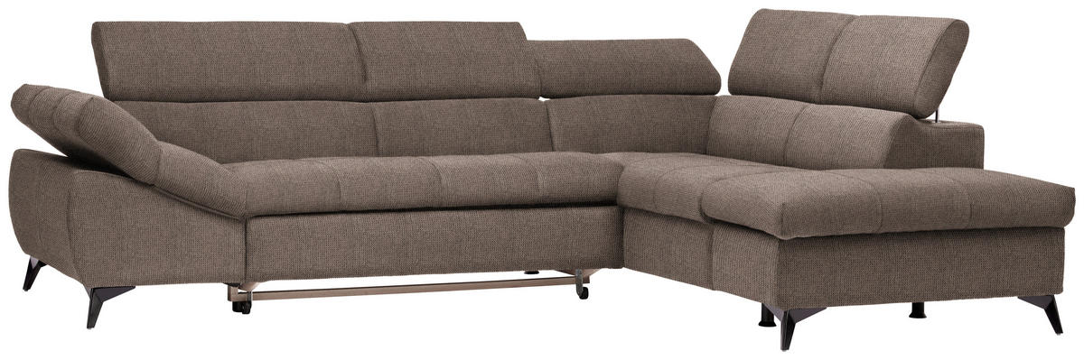 ECKSOFA in Mikrofaser Taupe  - Taupe/Schwarz, Design, Kunststoff/Textil (210/279cm) - Stylife
