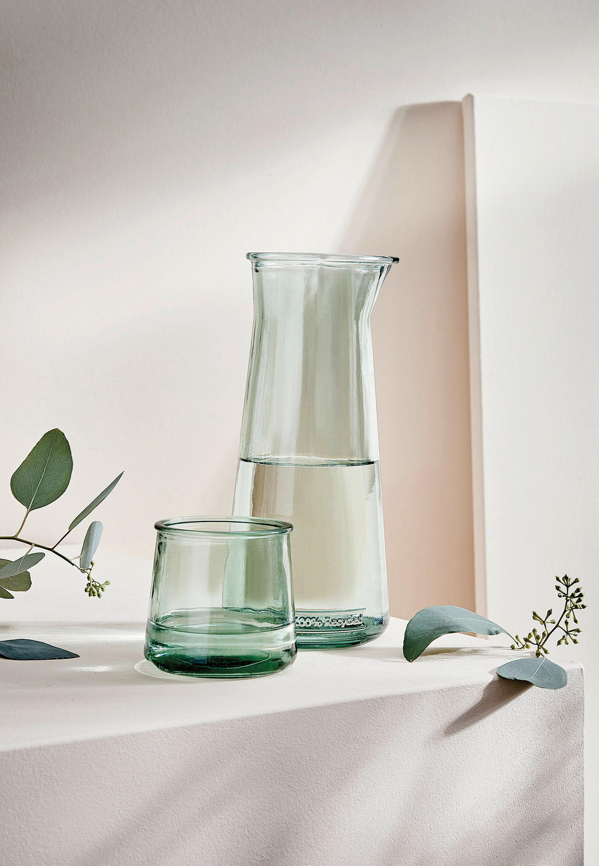 WASSERKARAFFE 1,165 l  KAZI  - Salbeigrün, Basics, Glas (10,5/23,5cm) - FYNCH-HATTON